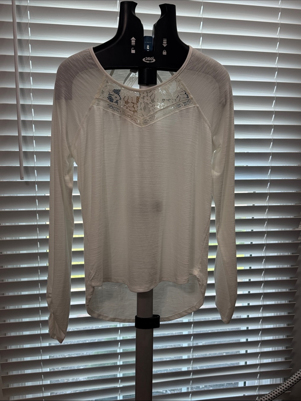White Long-Sleeve Lace Top
